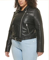 Levi's Plus Faux Leather Belted Motorcycle Jacket
