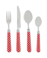 French Home Bistro Picnic Polka Dot Stainless Steel 16 Piece Flatware Set, Service for 4