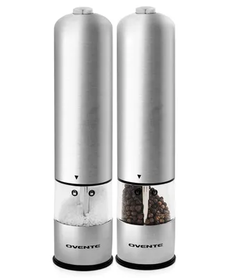 Ovente Professional 2 Piece Electric Salt and Pepper Grinder Set - Silver