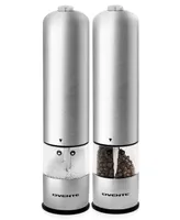 Ovente Professional 2 Piece Electric Salt and Pepper Grinder Set - Silver