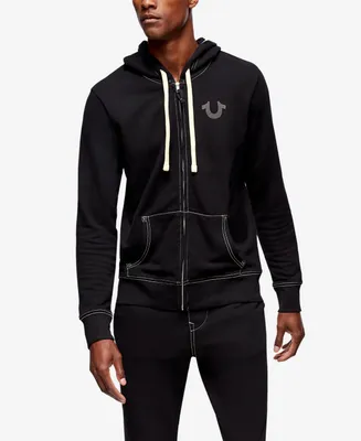 True Religion Men's Classic Logo Zip Up Drawstring Hoodie