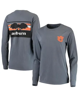 Women's Navy Auburn Tigers Comfort Colors Campus Skyline Long Sleeve Oversized T-shirt