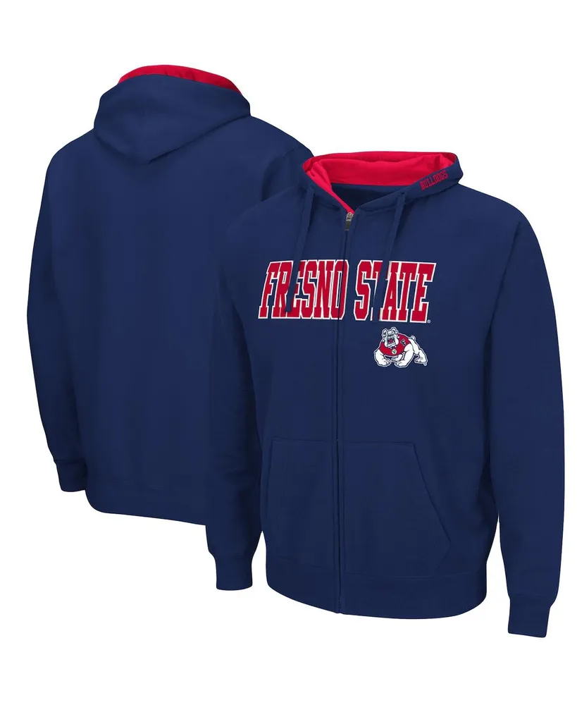 Men's Colosseum Navy Fresno State Bulldogs Arch & Logo 3.0 Full-Zip Hoodie