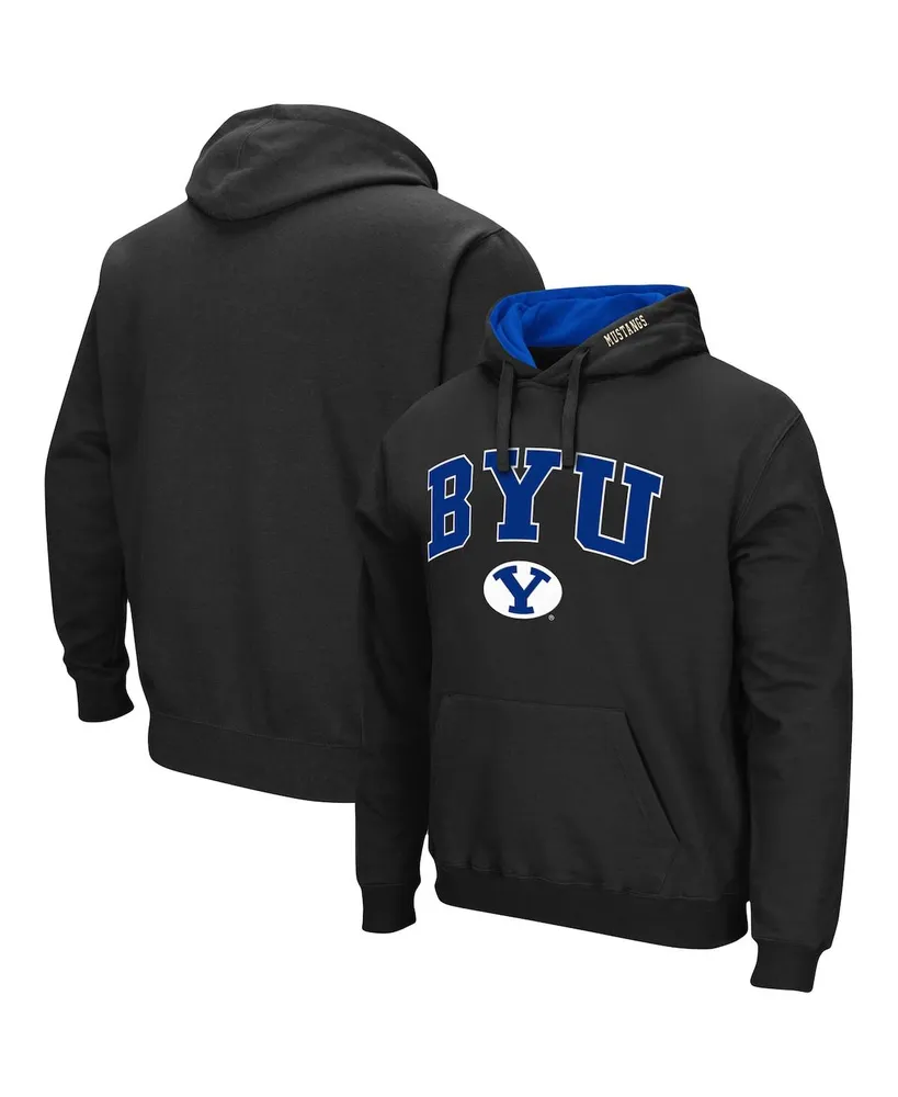 Men's Colosseum Black Byu Cougars Arch & Logo 3.0 Pullover Hoodie