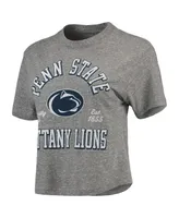 Women's Pressbox Gray Penn State Nittany Lions Bishop Tri-Blend Knobi Crop T-shirt