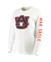 Women's White Auburn Tigers Drawn Logo Oversized Long Sleeve T-shirt