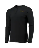 Men's Junk Food Black Washington Football Team Thermal Henley Long Sleeve T-shirt