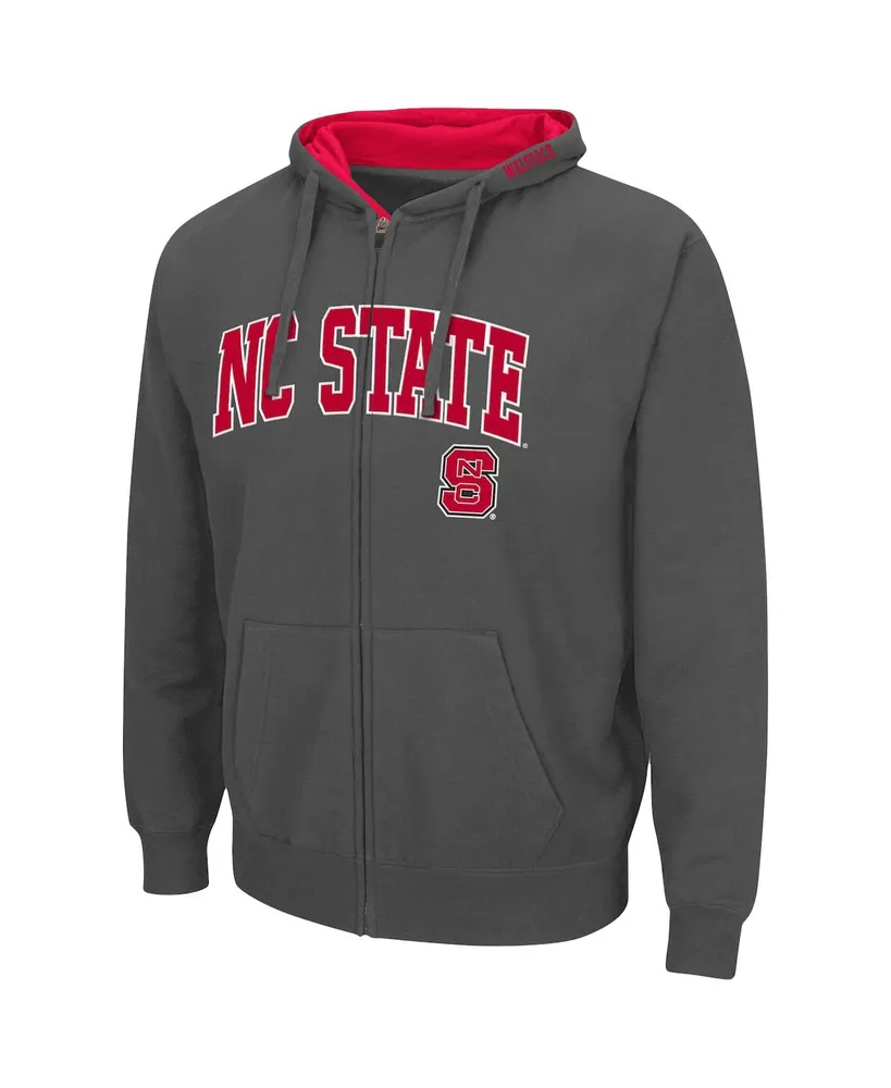 Men's Colosseum Charcoal Nc State Wolfpack Arch & Logo 3.0 Full-Zip Hoodie