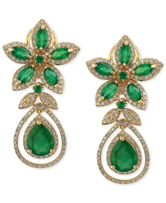 Brasilica by Effy Emerald (5-1/4 ct. t.w.) and Diamond (1-1/4 ct. t.w.) Teardrop Earrings in 14k Gold or 14k White Gold, Created for Macy's