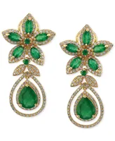 Brasilica by Effy Emerald (5-1/4 ct. t.w.) and Diamond (1-1/4 ct. t.w.) Teardrop Earrings in 14k Gold or 14k White Gold, Created for Macy's
