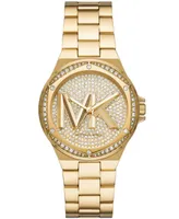 Michael Kors Women's Lennox Three Hand Gold-Tone Stainless Steel Bracelet Watch 37mm - Gold