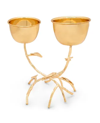 13.75" 2 Branch Relish Dish - Gold