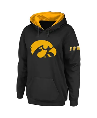 Women's Stadium Athletic Black Iowa Hawkeyes Big Logo Pullover Hoodie