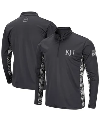 Men's Colosseum Charcoal Kansas Jayhawks Oht Military-Inspired Appreciation Digi Camo Quarter-Zip Jacket