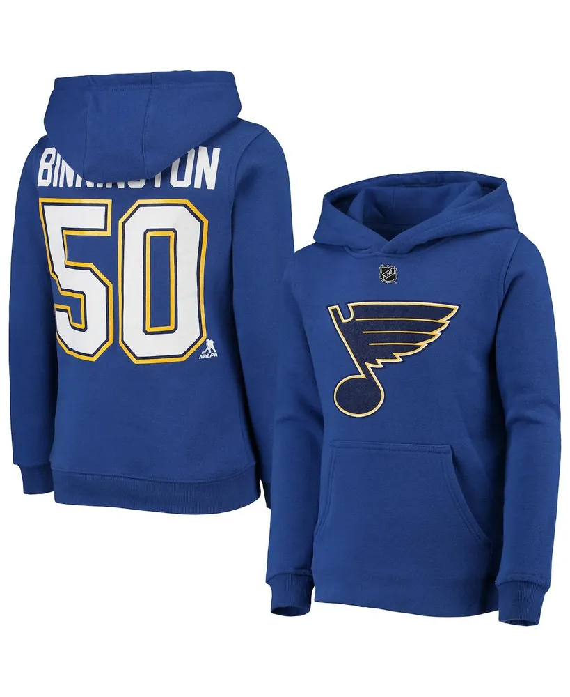 Big Boys Jordan Brand Binnington Blue St. Louis Blues Player Name and Number Hoodie