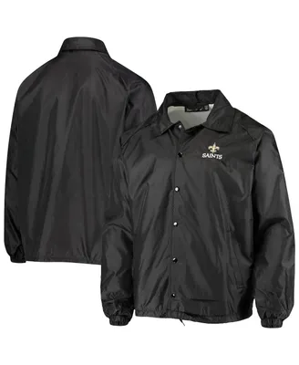 Men's Black New Orleans Saints Coaches Classic Raglan Full-Snap Windbreaker Jacket