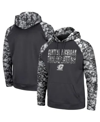 Men's Colosseum Charcoal Cent. Michigan Chippewas Oht Military-Inspired Appreciation Digital Camo Pullover Hoodie