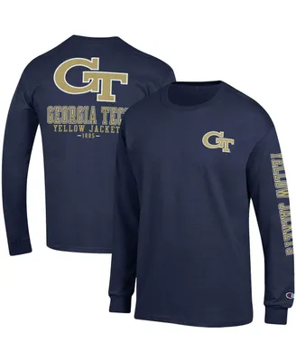 Men's Champion Navy Georgia Tech Yellow Jackets Team Stack Long Sleeve T-shirt