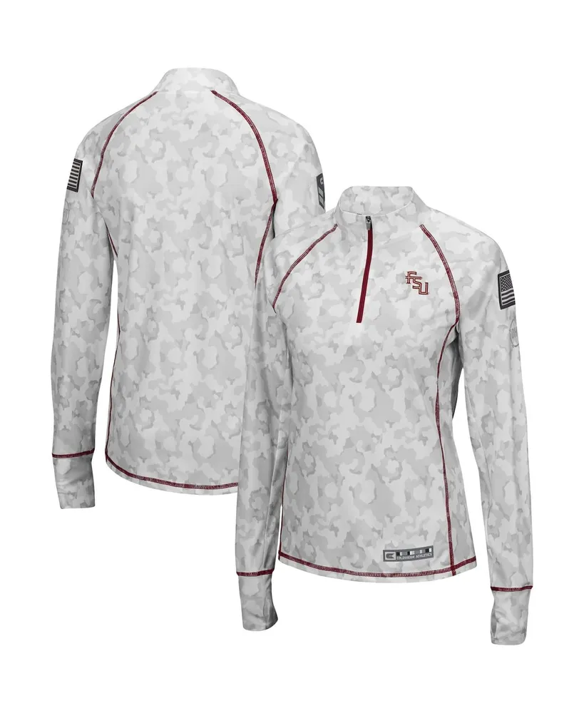 Women's Colosseum White Florida State Seminoles Oht Military-Inspired Appreciation Officer Arctic Camo 1/4-Zip Jacket