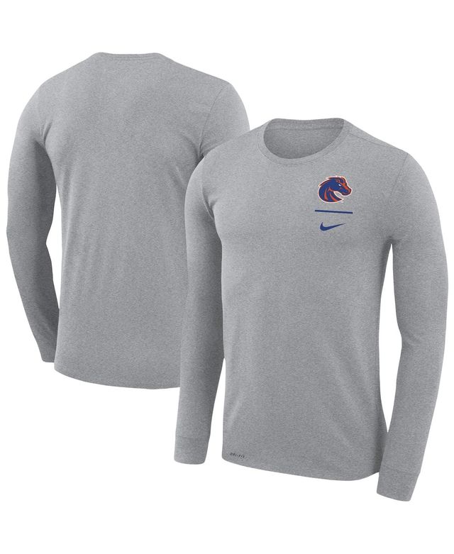 Men's Nike Gray Boise State Broncos Logo Stack Legend Performance Long Sleeve T-shirt