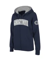 Women's Stadium Athletic Navy Georgetown Hoyas Arched Name Full-Zip Hoodie