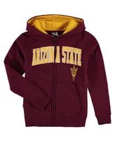 Big Boys Maroon Arizona State Sun Devils Applique Arch & Logo Full-Zip Hoodie