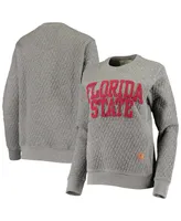 Women's Pressbox Heathered Gray Florida State Seminoles Moose Applique Quilted Pullover Sweatshirt