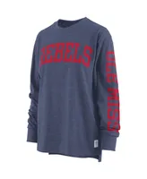 Women's Pressbox Navy Ole Miss Rebels Two-Hit Canyon Long Sleeve T-shirt