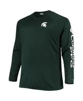 Men's Columbia Green Michigan State Spartans Big and Tall Terminal Tackle Omni-Shade Long Sleeve Raglan T-shirt