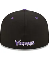 Men's New Era Black, Purple Minnesota Vikings Two-Tone Flipside 59Fifty Fitted Hat