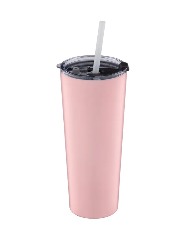 JoyJolt Vacuum Insulated Tumbler with Flip Lid and Straw 20 oz Stainless  Steel Tumbler for Hold/Cold Drinks Leakproof Water Bottle - Pink