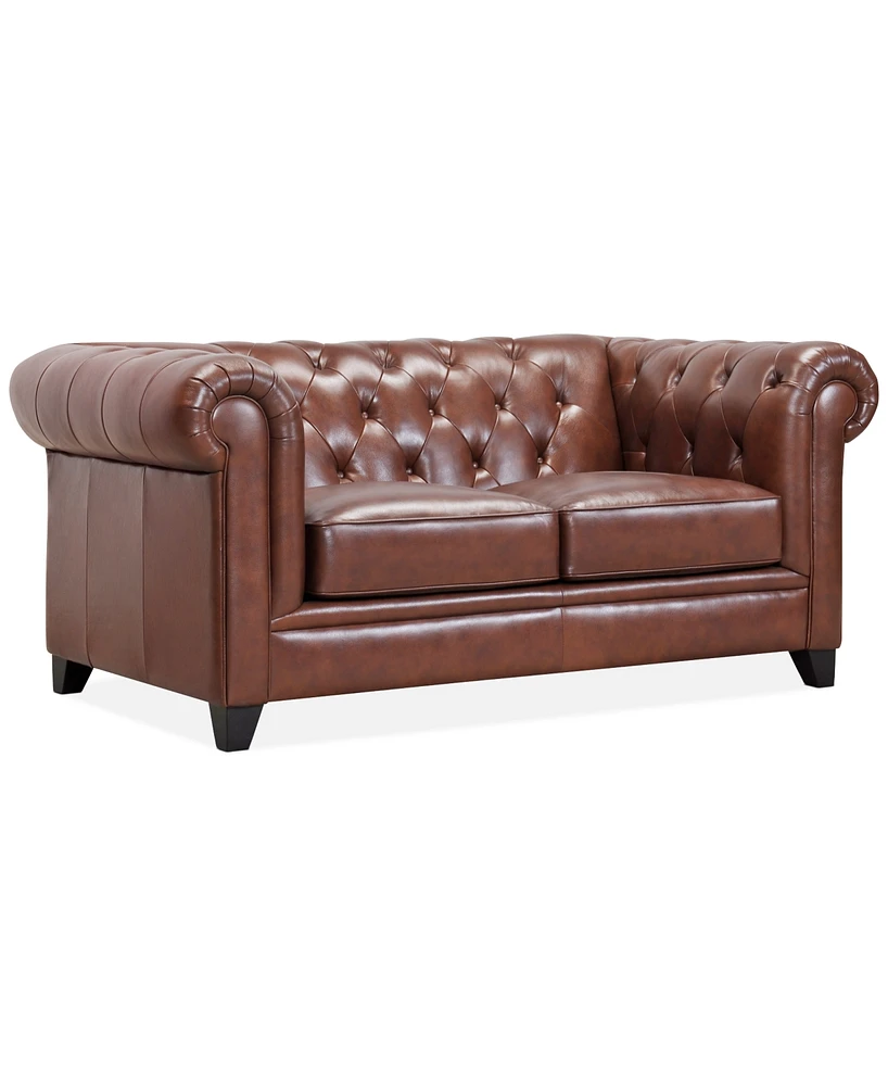 Closeout! Ciarah Chesterfield Leather Loveseat, Created for Macy's