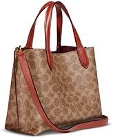 Coach Signature Coated Canvas Willow Tote 24 with Convertible Straps