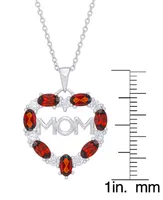 Macy's Simulated Ruby and Cubic Zirconia 'Mom' Heart Pendant Necklace