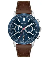 Hugo Boss Men's Allure Chronograph Brown Leather Strap Watch 44mm