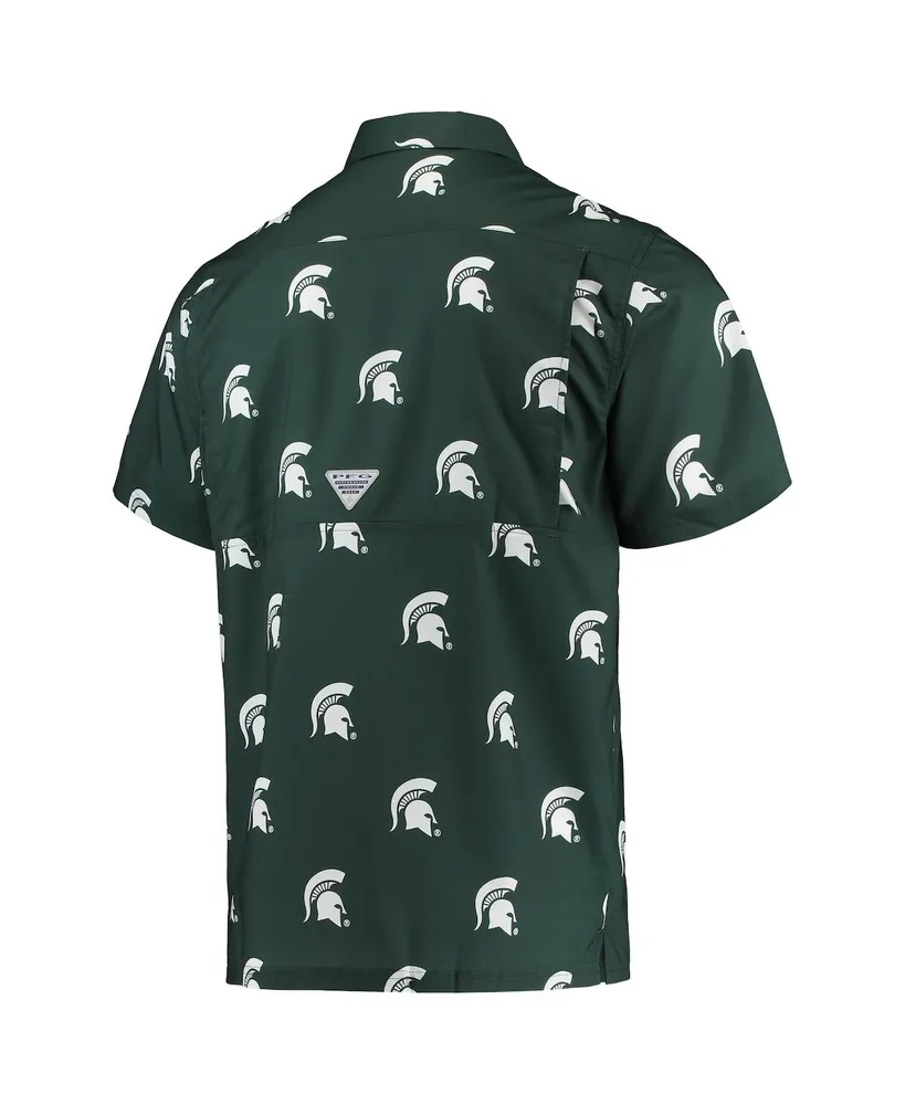 Men's Green Michigan State Spartans Super Slack Tide Omni-Shade Button-Up Shirt