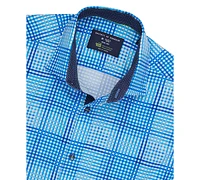 Men's Slim Fit Non-Iron Check-Print Performance Stretch Dress Shirt