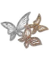 Anne Klein Tri-Tone Pave Butterfly Trio Pin