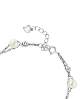 Effy Cultured Freshwater Pearl (7mm) Layered Bracelet in Sterling Silver (Also available in Gold-Plated Sterling Silver)