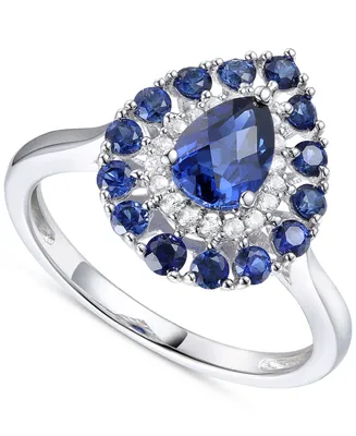 Sapphire (1-1/2 ct. t.w.) & Diamond (1/10 ct. t.w.) Teardrop Cluster Ring in 14k Gold (Also in Emerald & Ruby)