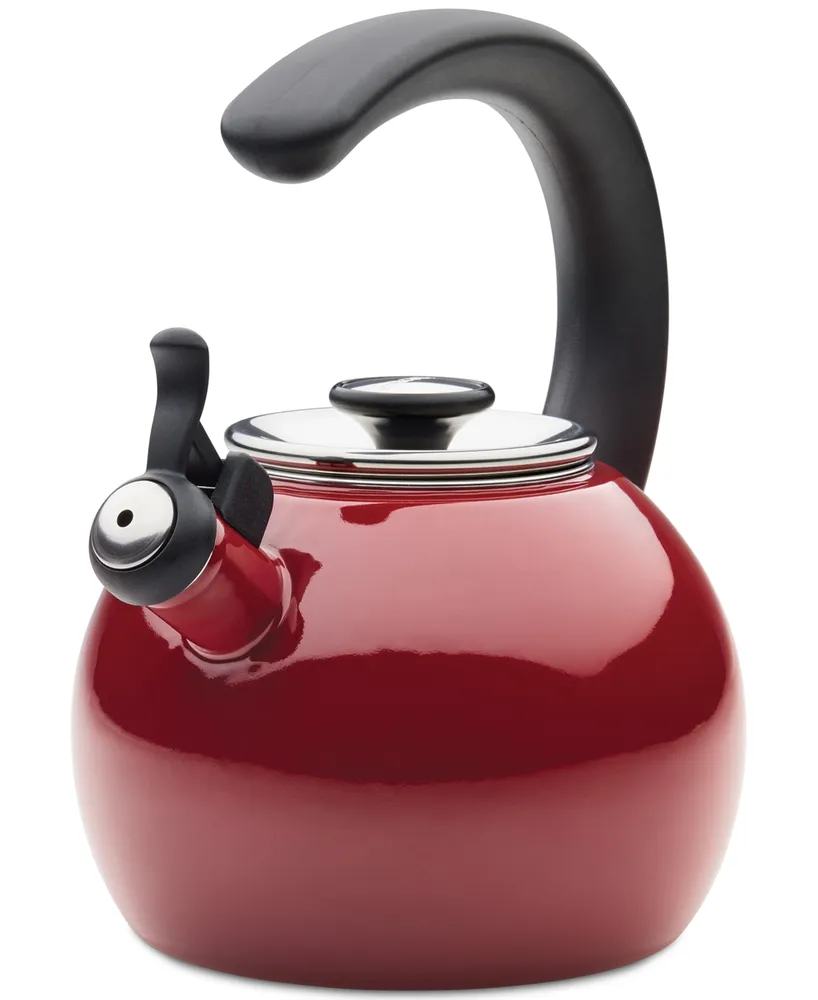 Circulon Enamel on Steel 2-Qt. Whistling Teakettle with Flip-Up Spout