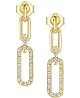 Cubic Zirconia Link Drop Earrings in Sterling Silver or 14k Gold-Plated Sterling Silver - Gold