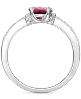 Lab-Grown Sapphire (1 ct. t.w.) & White (1/6 Double Stone Ring Sterling Silver (Also Emerald