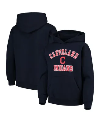 Big Boys Stitches Navy Cleveland Guardians Fleece Pullover Hoodie