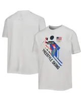 Big Boys White Team Usa Freestyle Skiing Scattered Swatch T-shirt