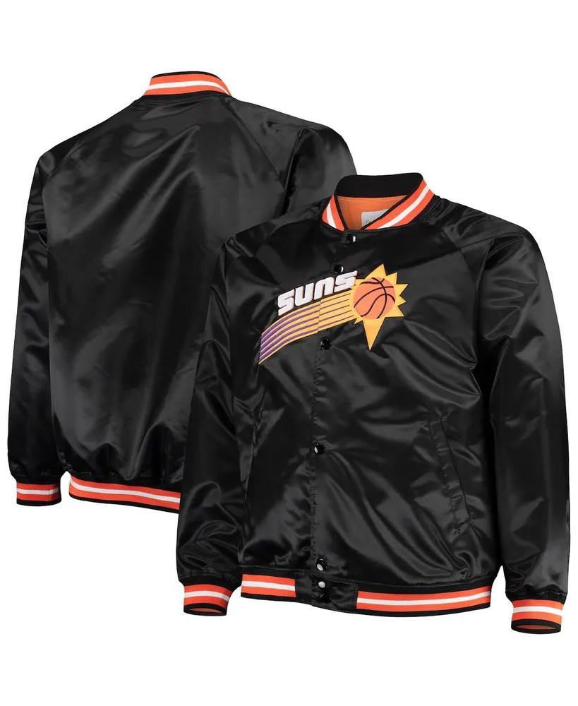 Men's Mitchell & Ness Black Phoenix Suns Big and Tall Hardwood Classics Raglan Satin Full-Snap Jacket