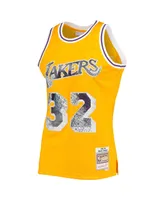 Men's Mitchell & Ness Magic Johnson Gold-Tone Los Angeles Lakers 1984-85 Hardwood Classics 75th Anniversary Diamond Swingman Jersey