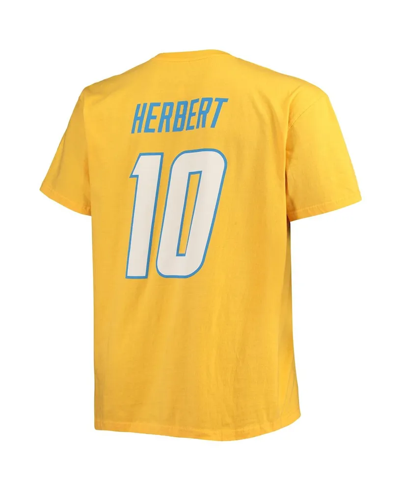 Men's Fanatics Justin Herbert Gold Los Angeles Chargers Big and Tall Player Name Number T-shirt