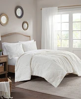 Madison Park Arya Embroidered Medallion Faux Fur 3-Pc. Duvet Cover Set