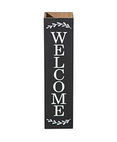 Glitzhome 30" Double Sided Solid Boxed 'Welcome to our Porch' Porch Sign